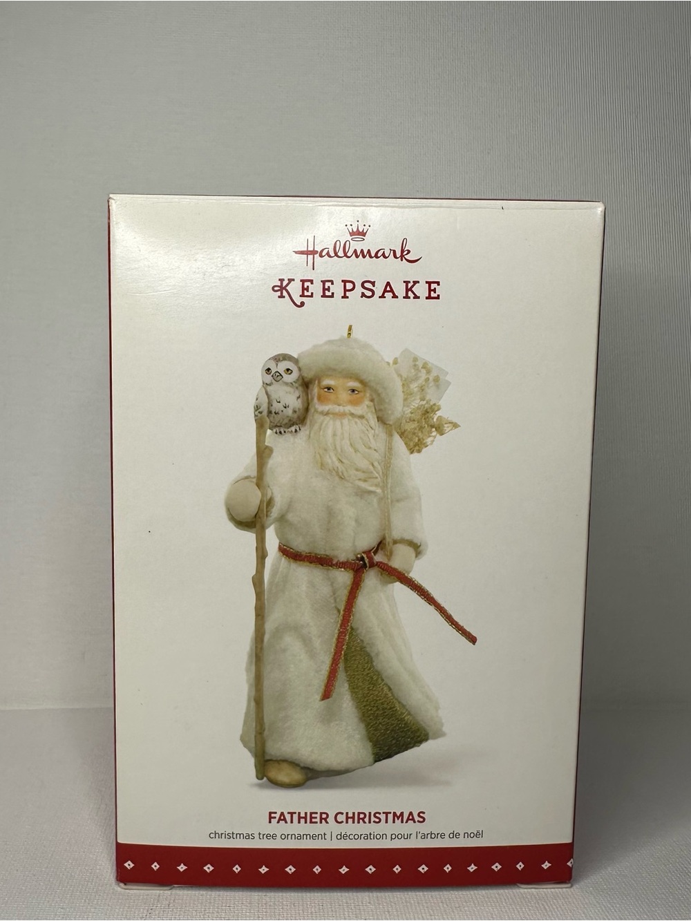Hallmark Keepsake Ornament Father Christmas 2015 #12 Santa Series-White Coat-Owl